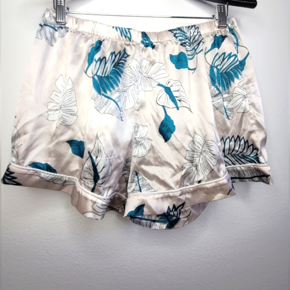 Satin Pajama Shorts With Leaves XL NWOT Extra Large